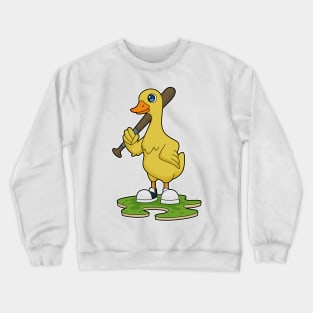 Duck at Baseball with Baseball bat Crewneck Sweatshirt